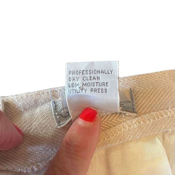 Glenbrooke Vtg 14 Cream Herringbone Pleated Midi Pencil Skirt‎ Lined Secretary - Picture 7 of 10